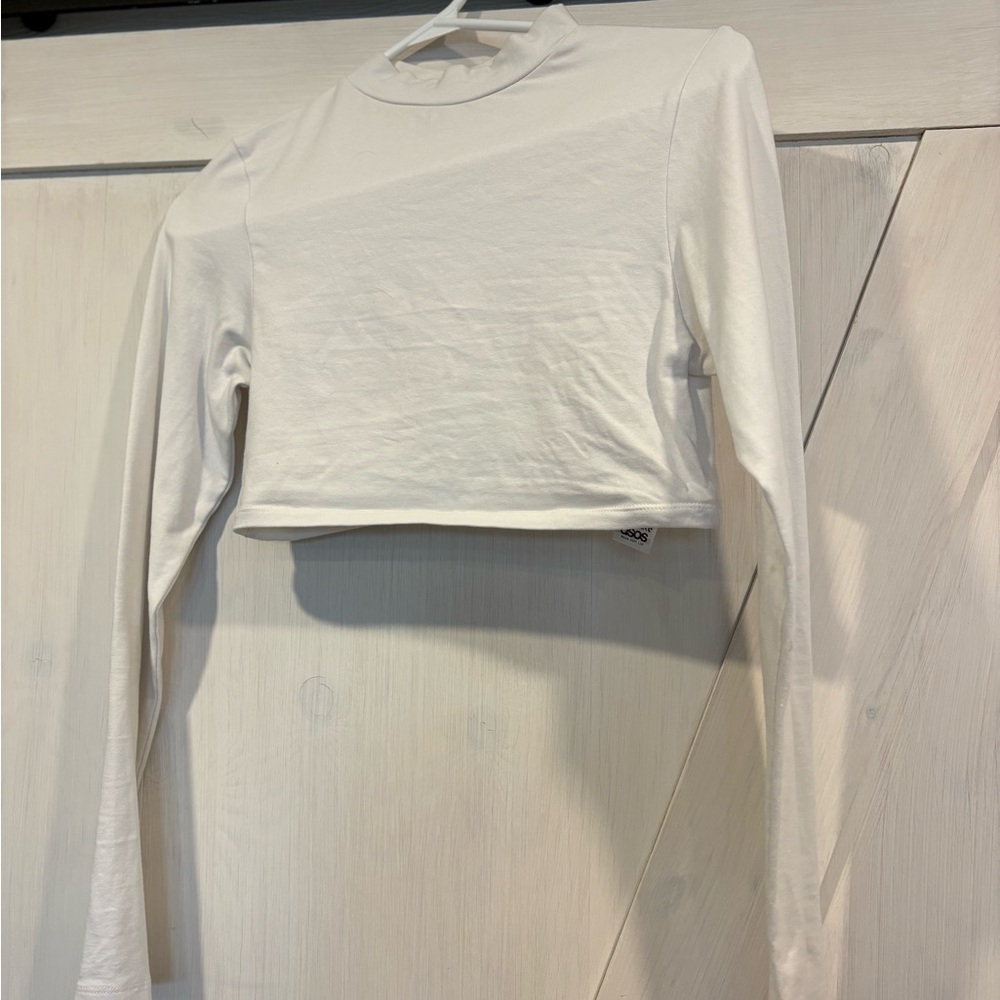ASOS White Long Sleeve Crop Top
